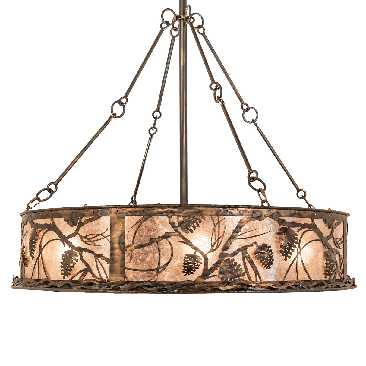 Side profile of Whispering Pines Chandel-Air with pinecone metalwork.