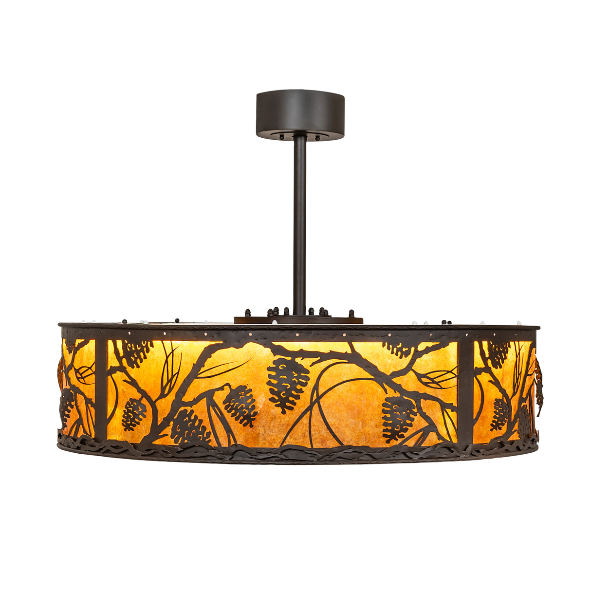 Side profile of Whispering Pines Chandel-Air highlighting warm mica illumination.