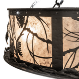 Side detail of Whispering Pines Chandel-Air with glowing mica diffuser.