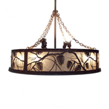 Side view emphasizing rustic Mahogany Bronze finish and chain mount.