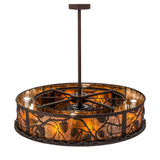 Top angle lit view showing inner fan and warm amber glow of Chandel-Air.