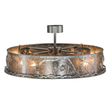 Top angle view showing metal framework and soft mica glow.