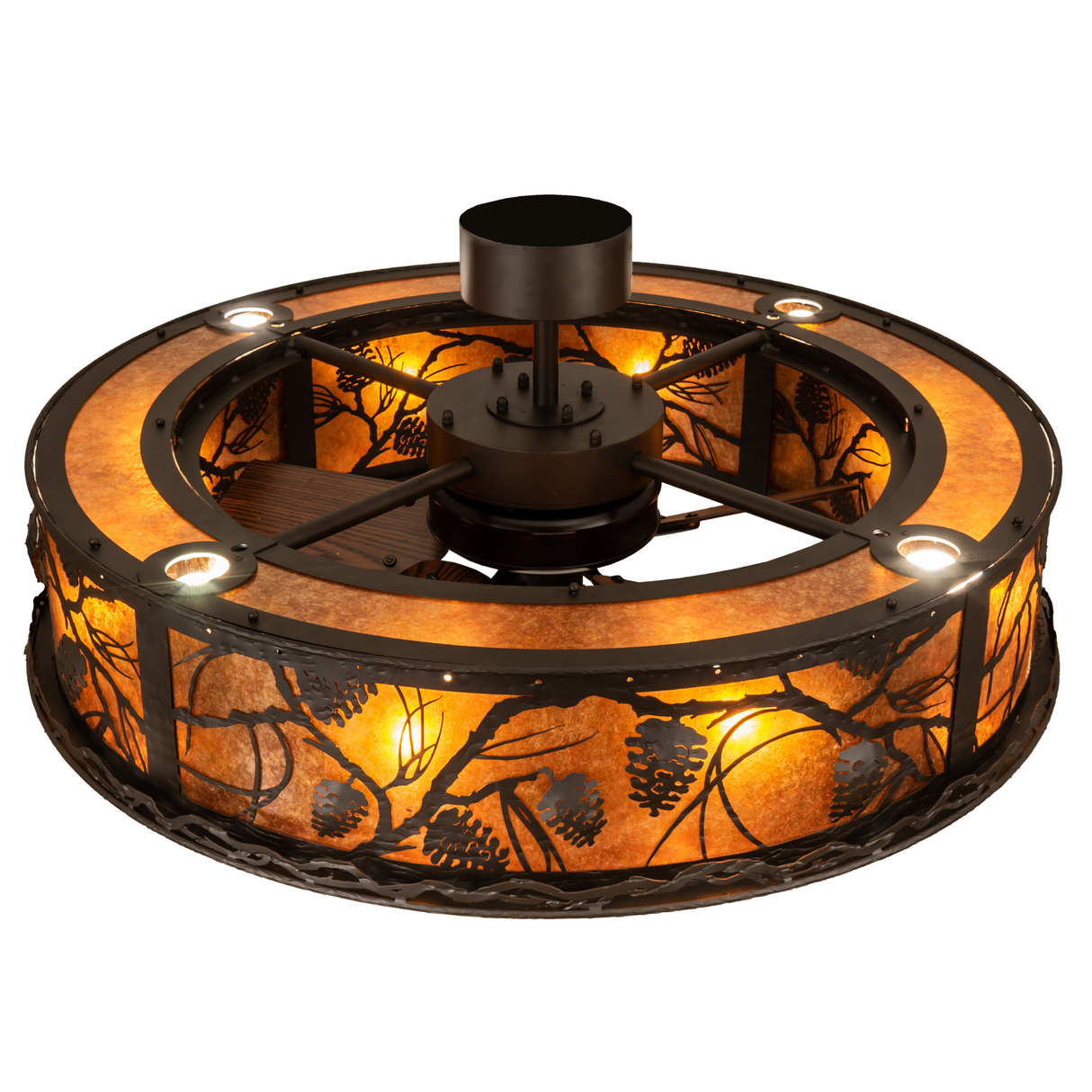 Overhead view of Whispering Pines Chandel-Air with glowing mica diffuser.