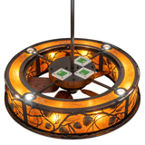 Overhead view of Whispering Pines Chandel-Air showing LED lights and fan blades.