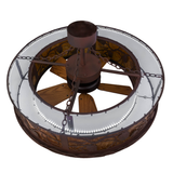 Top view showing fan blades and LED lighting ring.