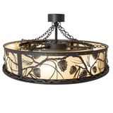 Top view of Whispering Pines chandelier fan showing light placement and fan hub.