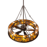 Top-down view showing pinecone motifs and fan design.