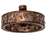 Whispering Pines Chandel-Air showing intricate pinecone cutouts unlit.