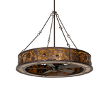 Angled unlit view of Whispering Pines chandelier fan.
