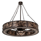 Unlit front angle view showing detailed branch and pinecone metal design.