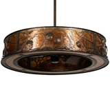 Unlit front angle showing pinecone pattern on amber mica diffuser.