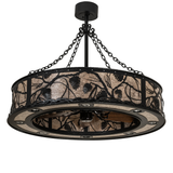 Unlit front view highlighting intricate branch and pinecone metalwork design.