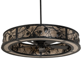 Unlit front view highlighting intricate pine branch design on mica diffuser.