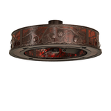 Unlit Whispering Pines chandelier fan showing copper vein frame.