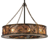 Front  lit view showing custom Loon Point Lodge logo and pine design.