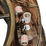 Closeup of internal light socket assembly and wiring inside mica housing.