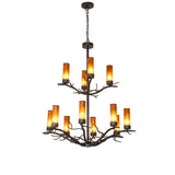 Full view of Winter Solstice 12 light chandelier showing complete height and tiered design.
