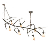 Top angle view showing suspension chains and elongated branch-style chandelier layout.