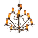 Lower angle view of Winter Solstice chandelier showing tier separation and scale.