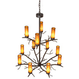 Top angle view of Winter Solstice chandelier highlighting upper branch structure.