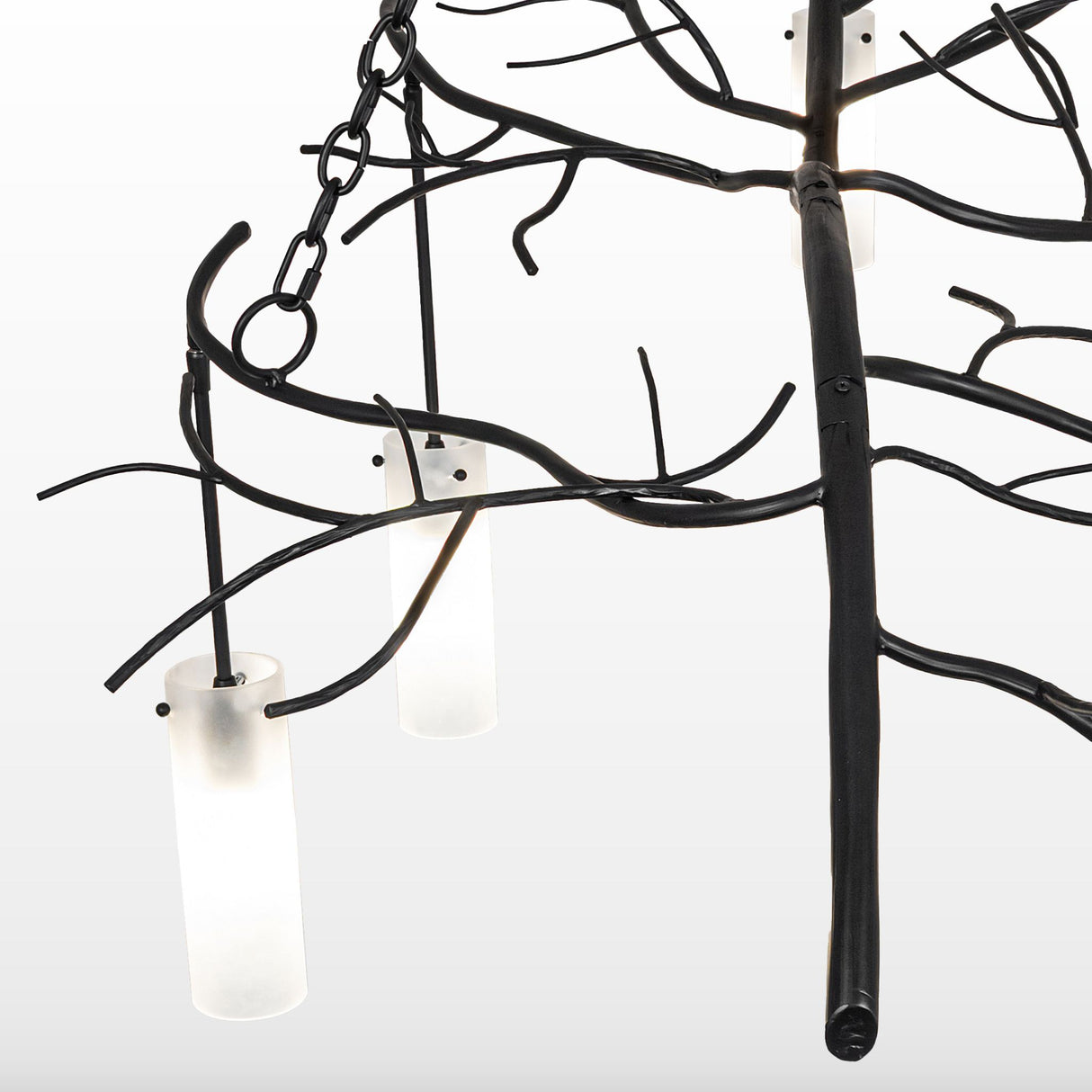 Overhead view showing the branching structure and pendant arrangement from above.