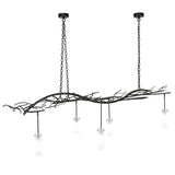 straight view of the Winter Solstice chandelier highlighting its sweeping branch silhouette.