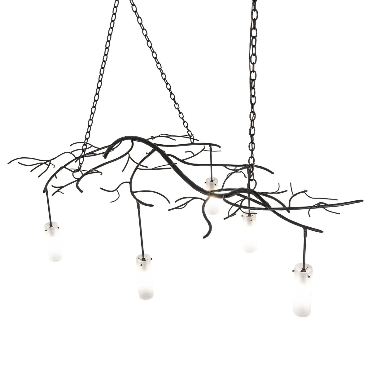 Top angle view focusing on the chandelier’s organic bramble-style frame.