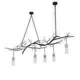 Unlit view of showing the Winter Solstice Cilindro chandelier’s sculptural form.