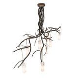Top-down view of the chandelier highlighting branching structure and shade placement.